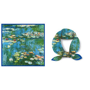 Syal sutra murni wanita bergaya cetak kustom kualitas tinggi Populer - Product Image 1