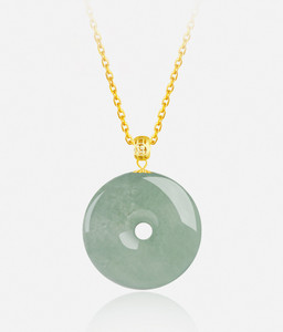 Colgante de <span class=keywords><strong>jade</strong></span> verde y aceite de grado A para mujer, con hebilla, <span class=keywords><strong>oro</strong></span> de 18K, con incrustaciones de <span class=keywords><strong>jade</strong></span>, Donut - Product Image 5