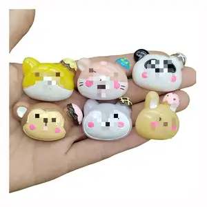 Reçine hayvan kafası düz geri takı kolye aksesuarları tavşan kedi Panda maymun tilki için Kawaii Charms DIY zanaat