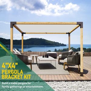 4x4 3 voies Pergola/Gazebo support 90 ° Angle droit Extension d'angle <span class=keywords><strong>noir</strong></span> poudre enduit bricolage modulaire dimensionnement matériel 4 pièces - Product Image 6