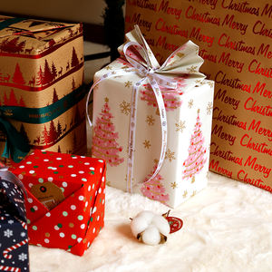 Wholesale 80g Christmas Hot Stamping Kraft <b>Paper</b> <b>Tissue</b> 43*300cm Gift Luxury Custom Packaging <b>Wrapping</b> <b>Paper</b> Roll - Product Image 4