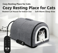 MEEW Lit chauffant USB pour chat, usage double, maison chaude pour petits chats et chiens