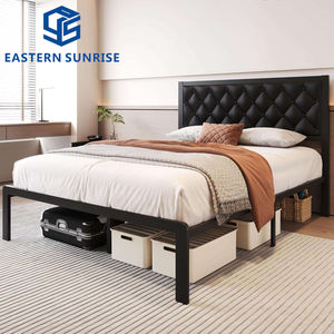 Nuovo Design: Struttura <span class=keywords><strong>Letto</strong></span> in Metallo Resistente con Testiera in Pelle per Casa, Camera da <span class=keywords><strong>Letto</strong></span> e Appartamento - Product Image 1