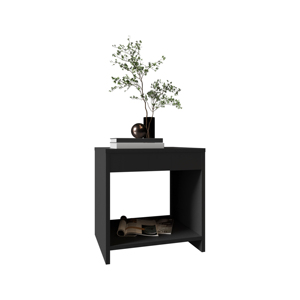 <b>Night</b> Table 16.5 H Black With Shelf For Bedroom Storage - Product Image 4