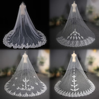 Élégant voile de mariée fleur 3D une couche de dentelle multi-style pur mariage ivoire voiles