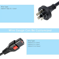 Cordon d'extension SAA Australie, prise standard 3 broches verrouillable, cordon d'alimentation CA pour ordinateur portable IEC C13, extrémité mâle pour appareils électroménagers