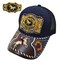 Gorra de Béisbol Unisex con Logo 3D de Metal Estilo Occidental, Estampado en Serigrafía, Cierre a Presión, Moderna, de Mezclilla, Lona, Jersey y Malla para Exteriores