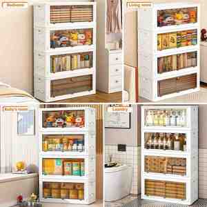 Foldable PP Plastic Storage <b>Boxes</b> Bins Lid 1-2L Capacity for <b>Clothes</b> Shoes Food-Multifunction Classic Design for Living Room - Product Image 2