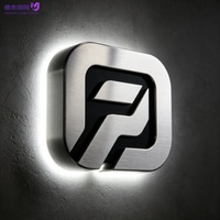 Lettres LED 3D en acier inoxydable sur mesure de haute qualité avec éclairage halo inversé, logo mural commercial, décoration intérieure pour entreprises