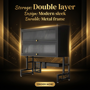 Moderno Portaoggetti da Cucina a Due Livelli in Metallo Multifunzionale con Design per Drenaggio Acqua e Ante Laccate per Stoviglie e Ciotole - Product Image 3