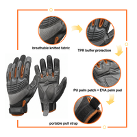 Gants de travail mécaniques robustes en microfibre avec protection anti-choc TPR, paume antidérapante en PU, rembourrage EVA, dos respirant en tricot et sangle de traction.