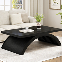 Table basse demi-cercle en bois noir sur mesure, résistante aux rayures, imperméable, facile à nettoyer, pour appartement, salon, studio
