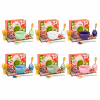 Ensemble Matcha Sakura personnalisé en usine, 8 pièces, bol en céramique, fouet, cuillère, tamis, kit cadeau pour cérémonie du thé