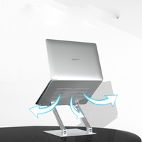 Soporte portátil de malla de aluminio hueco de alta calidad para laptop, con doble eje, altura y ángulo ajustables, elevador de escritorio para notebook