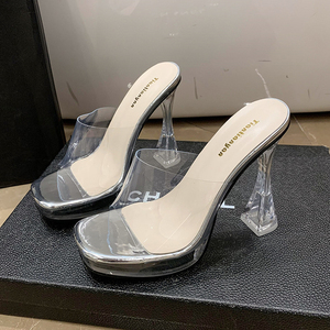 Chaussures tendance sexy en plexiglas à plateforme de 10 cm/13 cm, talons transparents pour femmes et dames - Product Image 2