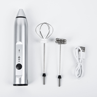 Mixeur à main rechargeable, 3 vitesses réglables, batteur à œufs, mélangeur électrique, mousseur à lait et café, fouet électrique, argent