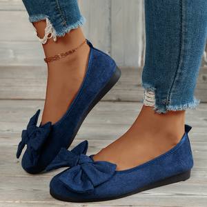 QF1 Nouvelle collection Printemps <span class=keywords><strong>Chaussures</strong></span> plates à bout pointu avec nœud style coréen pour femme, grandes tailles, à enfiler, confortables et simples pour l'extérieur - Product Image 3