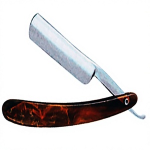 Rasoir droit professionnel ASAP en acier inoxydable avec manche en caoutchouc pour le rasage humide masculin et l'utilisation par les barbiers, lame unique - Product Image 1