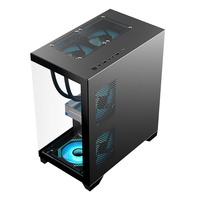 Caja de PC Micro ATX para Juegos, Panel de Vidrio de Doble Cara con Vista Completa, Cajas de Computadora para Juegos de Torre Media, Chasis de Escritorio para Computadora de Juegos