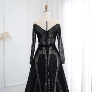 Jancember LSZ040优雅的黑色亮片舞会女性晚礼服 - Product Image 4