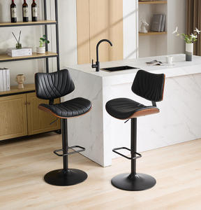 Modern Counter Height Swivel Tall <b>Bar</b> <b>Stools</b> Set of <b>2</b> 360 Degree Rotate Black Leather Easy-to-Assemble Adjustable for Dining - Product Image 6