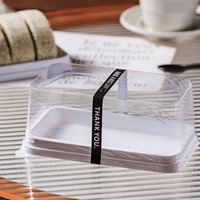 Boîtes d'emballage rectangulaires jetables pour gâteaux roulés, transparentes en PET de 0,5 mm d'épaisseur, pour la cuisson de gâteaux enroulés