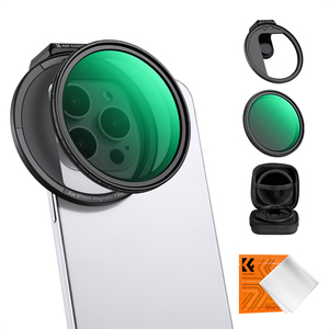 Kit de filtres magnétiques K&F CONCEPT 67mm CPL/ND2-<span class=keywords><strong>32</strong></span> pour objectif de téléphone avec clip, anneau adaptateur magnétique, griffe porte-accessoire et bouton de verrouillage - Product Image 1