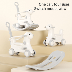 बच्चों के लिए अल्का ट्रामपोलिन रॉकिंग बच्चों के लिए लक्जरी कार्टून प्लास्टिक पशु खिलौना बच्चे पहियों के साथ वॉकर - Product Image 5