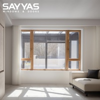 Ventana de Madera Revestida de Aluminio SAYYAS, Marco Delgado Minimalista, Ventana Abatible con Vista Panorámica, Fabricante de Ventanas en China