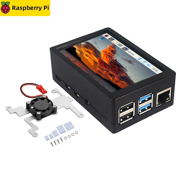 Raspberry Pi 4 Model B 3.5 inch Touch Screen 480*320 LCD + Cooling Fan + ABS Case Heat Sinks for Raspberry Pi 3 Module B/ B+