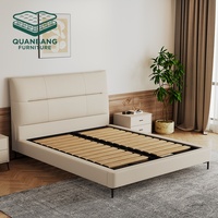 Ensemble de lit moderne QUANBANG avec tête de lit, cadre de lit pleine grandeur, coussin en cuir souple, pour appartement, maison, hôtel