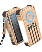 Vente flash : Batterie externe solaire à manivelle 20000mAh, étanche, avec charge sans fil, charge rapide PD20W, lampe de poche, alimentation de secours