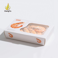 Boîte à fruits de mer en papier kraft personnalisée avec fenêtre en PE, transparente, pour le stockage et la livraison de crevettes et de fruits de mer, robuste, fournie par l'usine