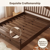 Lit pour enfant en bois de noyer massif moderne avec tête de lit à tiges, écologique et durable, taille complète pour enfants