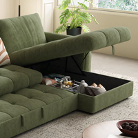 Canapé d'angle modulable Zayshine en chenille crème moderne 4 places pour salon, appartement, villa, avec rangement ajustable et fonction lit