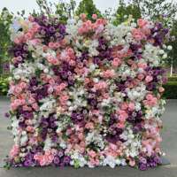 Décor de fête de révélation de sexe de bébé F333, garçon ou fille, toile de fond murale florale, panneau mural 5D 7D, rouleau de fleurs artificielles en soie rose pour mariage