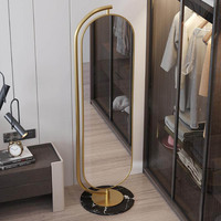 Miroir sur pied de luxe rotatif ovale en métal avec rangement pour chambre et couloir – Vente en gros