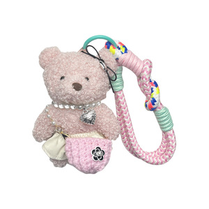 Porte-clés en peluche Mengda, ours en peluche de dessin animé, mignon et amusant, nouvelle poupée en mohair, décoration d'emballage, porte-clés pour filles - Product Image 1