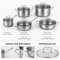 ANMEI Ensemble de 10 ustensiles de cuisine en acier inoxydable, casseroles et poêles avec couvercles en verre, faitout, poêle à frire, ustensiles de cuisine à induction