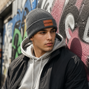OEM Custom Logo <b>Western</b> Beanie Embroidery Leather Patch High Quality Rustic Unisex Wholesale Supplier Winter <b>Hat</b> - Product Image 6