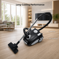 Aspirateur cylindrique avec filtre HEPA, puissance d'aspiration de 17 Kpa, 1200 W, sac de rangement, silencieux, enroulement automatique du cordon, pour la maison