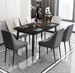 Splendido <span class=keywords><strong>Tavolo</strong></span> da Pranzo in Marmo <span class=keywords><strong>Nero</strong></span> con 4 o 6 Sedie da Pranzo in Ecopelle Nera, Grigia, <span class=keywords><strong>Bianca</strong></span>, Arancione, Blu, Color Caffè - Product Image 3