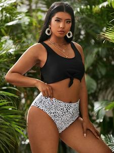 Nuevo Bikini Multicolor <span class=keywords><strong>para</strong></span> Mujer de Talla Grande, Sexy, <span class=keywords><strong>para</strong></span> Mujeres Curvilíneas de 100 kg, Traje de Baño Sexy de Dos Piezas <span class=keywords><strong>para</strong></span> Playa - Product Image 6