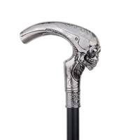 Canne de randonnée en alliage d'aluminium avec poignée en T tête de fantôme argentée pour Halloween