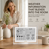 Kylendar Horloge numérique intelligente en acrylique de 7,5 pouces avec calendrier, météo, date, heure et recommandation musicale quotidienne pour la maison et le bureau