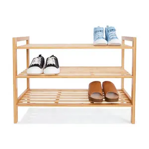 Фабрика ZB BSCI, 3-слойная Складная бамбуковая стойка для хранения обуви для дома