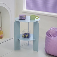 Meuble en fer Kinno, table basse double de style nordique pour salon, petite table basse moderne, tête de lit pour chambre familiale, armoire ronde