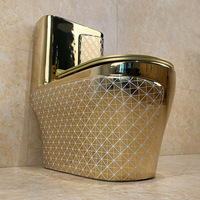 WC monobloc en céramique KD-23GPA au design doré élégant, sanitaires européens, siège de toilette rond couleur or à poser au sol pour salle de bain