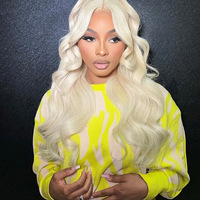 Perruque longue blonde 613 en cheveux humains brésiliens vierges Remy, avec dentelle transparente, cuticules alignées, non traitée, haute densité