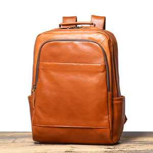 <span class=keywords><strong>Mochila</strong></span> <span class=keywords><strong>de</strong></span> Cuero Genuino Vintage para Hombre, Bolso Masculina con Cierre <span class=keywords><strong>de</strong></span> Cremallera y Cubierta para Hombres - Product Image 2